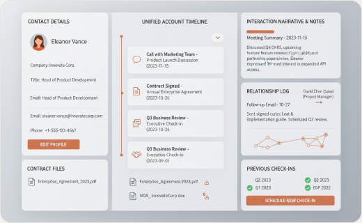 A CRM that stays current as work happens.